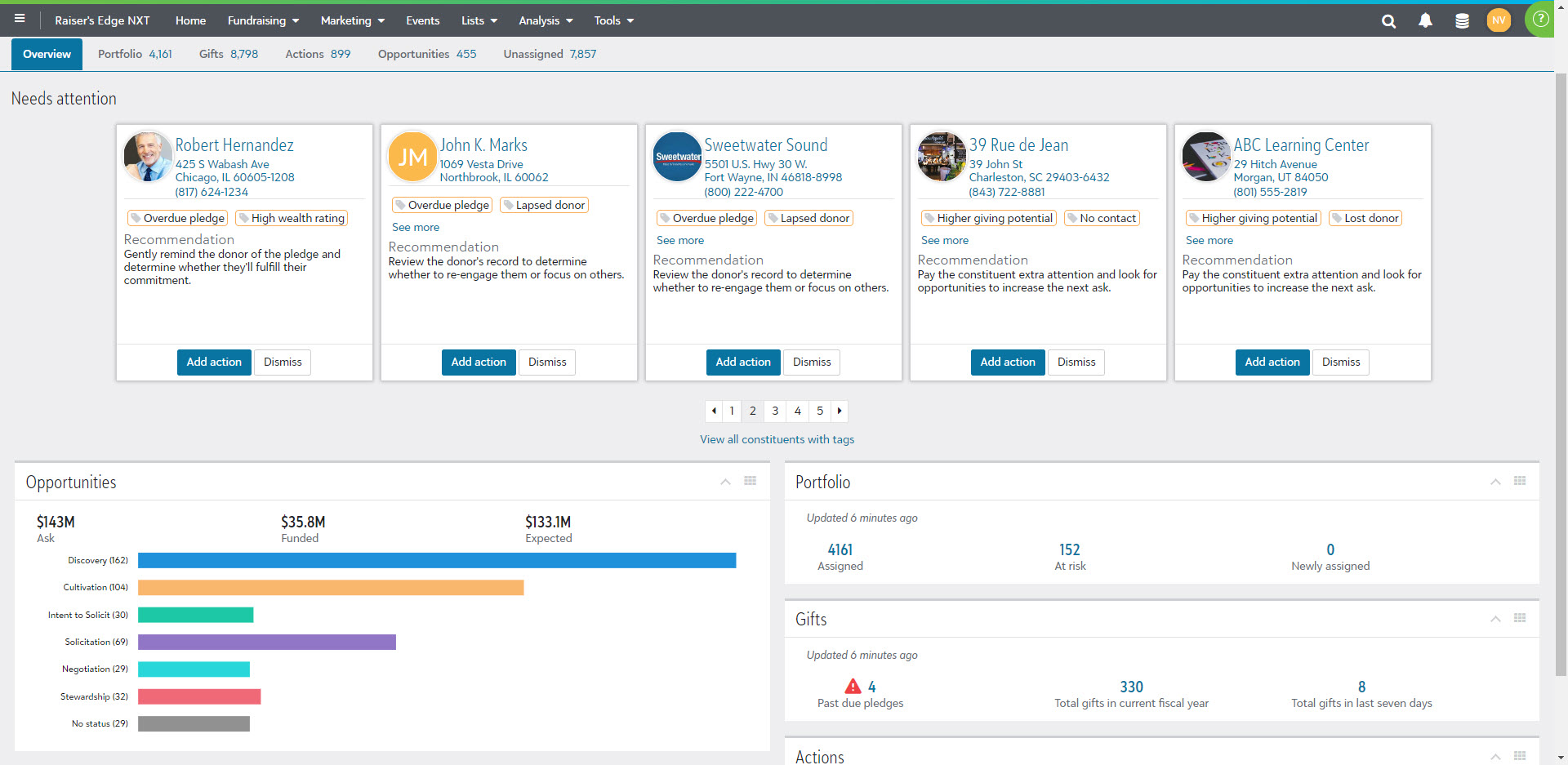 screenshot of Blackbaud Raiser's Edge NXT